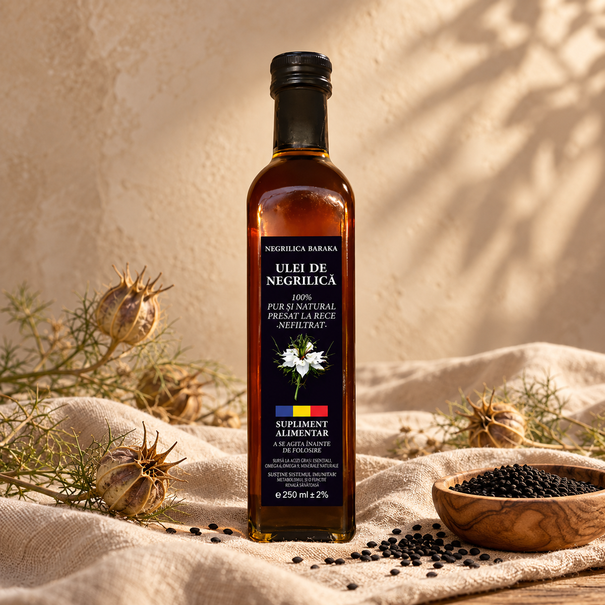Ulei de negrilica presat la rece, nefiltrat 250ML