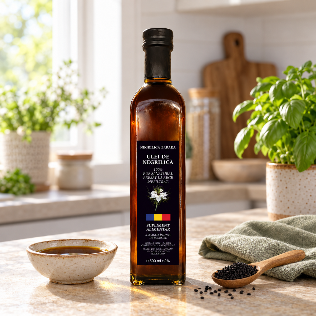 Ulei de negrilica presat la rece, nefiltrat 500ML
